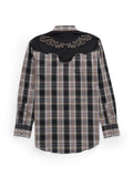 Men's Ely Cattleman Retro Plaid Western Snap Shirt with Embroidery