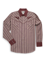 Men's Ely Cattleman Retro Stripe Western Snap Shirt with Jackalope Embroidery