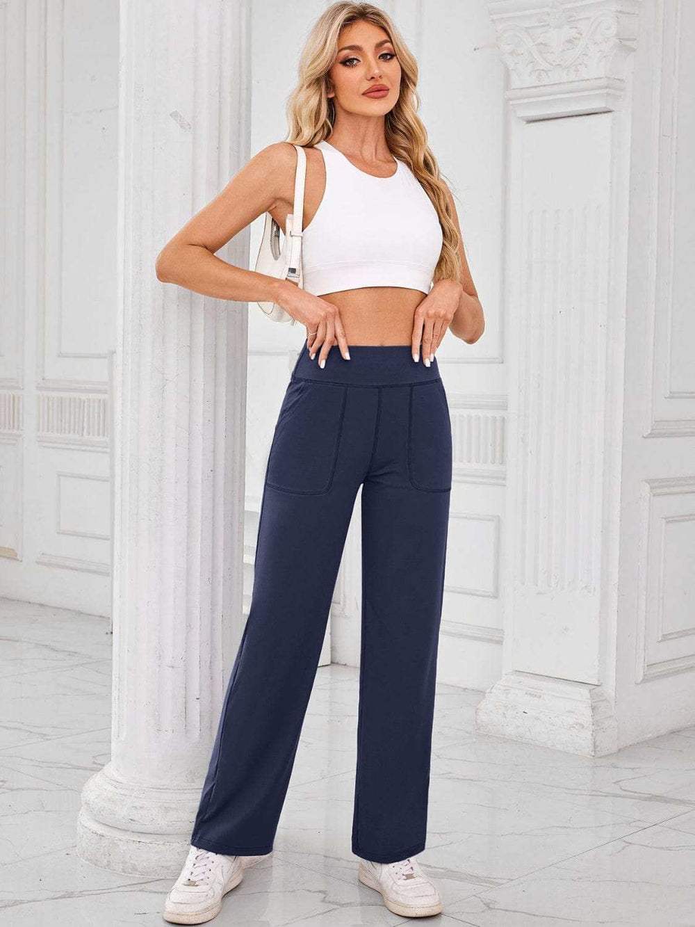Lovelet High Waist Active Pants with Pockets - Trendsi - Flyclothing LLC