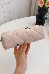 Bow Embroidered Quilted Storage Bag - Trendsi