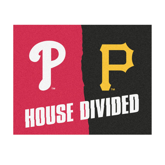 MLB House Divided - Pirates / Phillies House Divided Rug - 34 in. x 42.5 in. - MLB House Divided - Pirates / Phillies