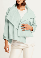 Nylon Cropped Asymmetrical Jacket - Mint - PLANET by Lauren G - Flyclothing LLC