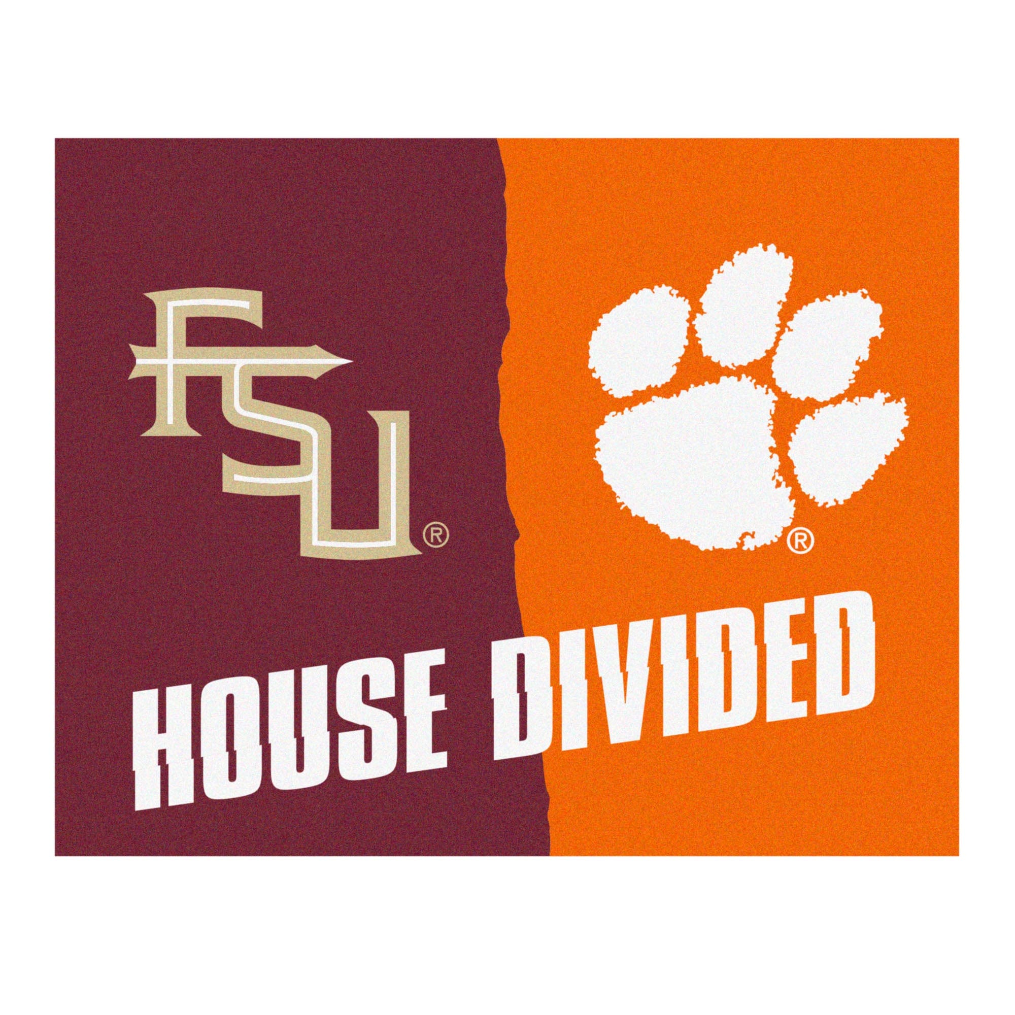 House Divided - Florida State / Clemson House Divided House Divided Rug - 34 in. x 42.5 in. - House Divided - Florida State / Clemson