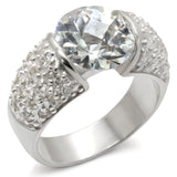20423 - High-Polished 925 Sterling Silver Ring with AAA Grade CZ  in Clear - Alamode