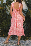 Geometric Print Knot Back Sleeveless Ruffle Hem Dress - Trendsi