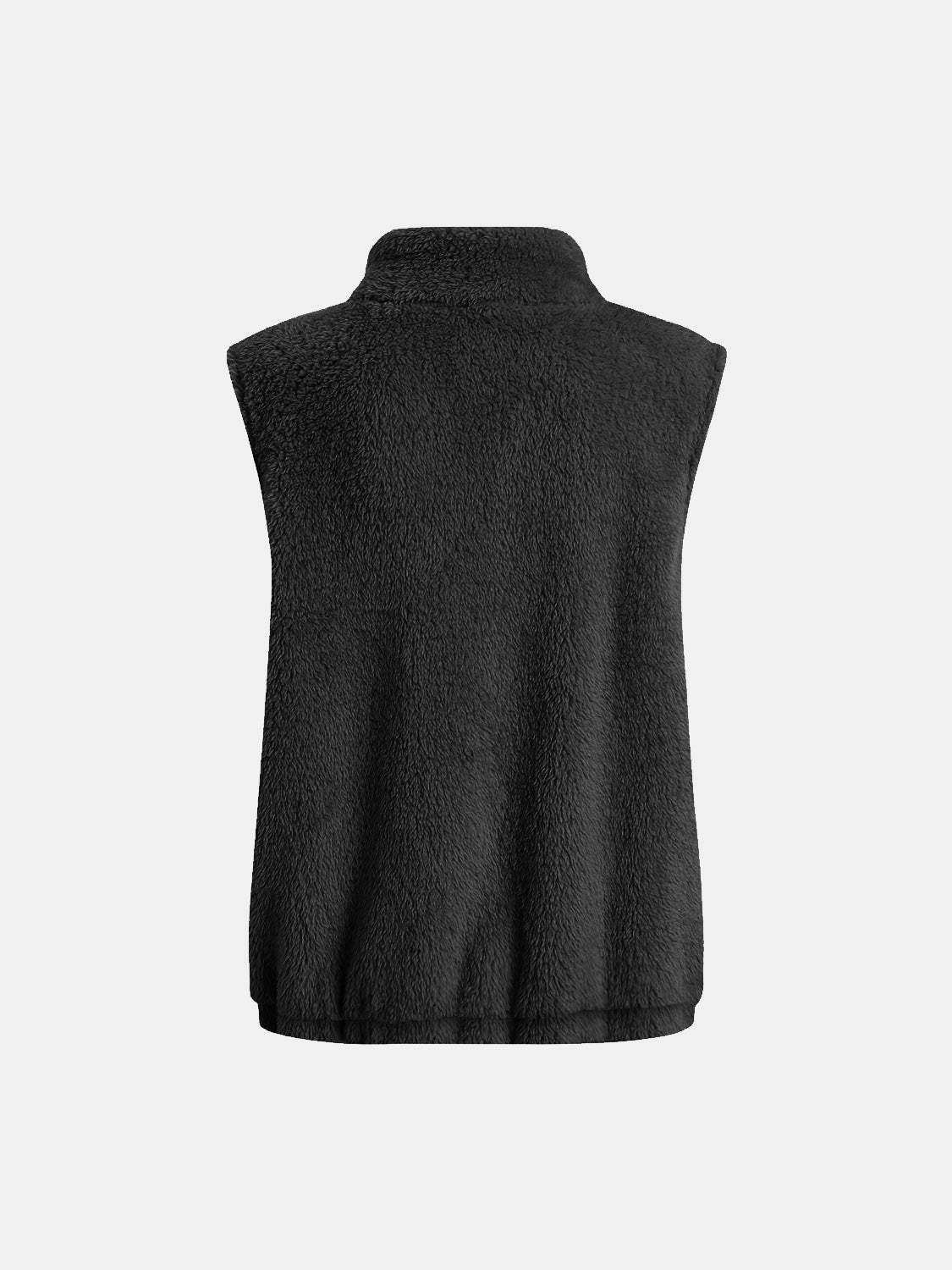 Full Size Fuzzy Zip Up Vest Coat with Pockets - Trendsi - Flyclothing LLC