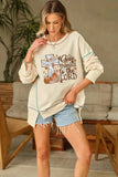 High-Low Contrast Stitching Round Neck Sweatshirt - Trendsi - Flyclothing LLC