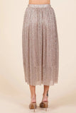 Mittoshop Metallic Glitter Speckle Print Elastic Midi Skirt - Trendsi
