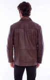 leatherwear mens chocolate 100% leather whip stitch jacket - Scully Leather