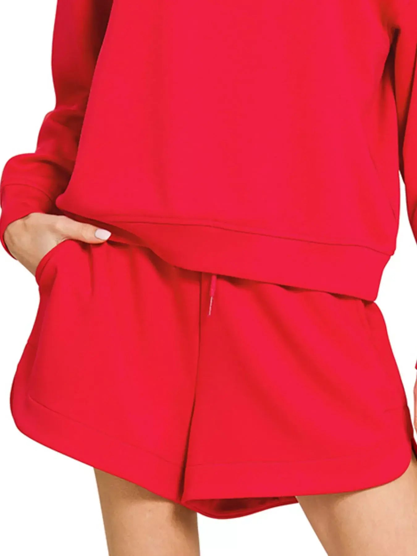 Zenana Scuba Long Sleeve Sweatshirt and Shorts Set - Trendsi - Flyclothing LLC