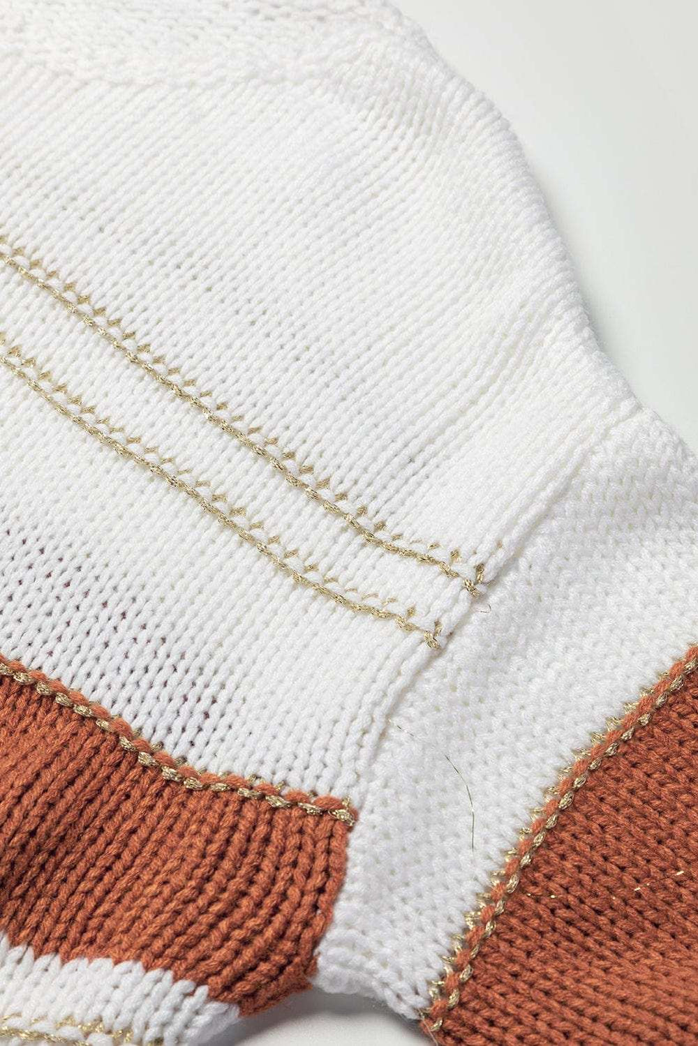 Striped Round Neck Dropped Shoulder Sweater - Trendsi - Flyclothing LLC