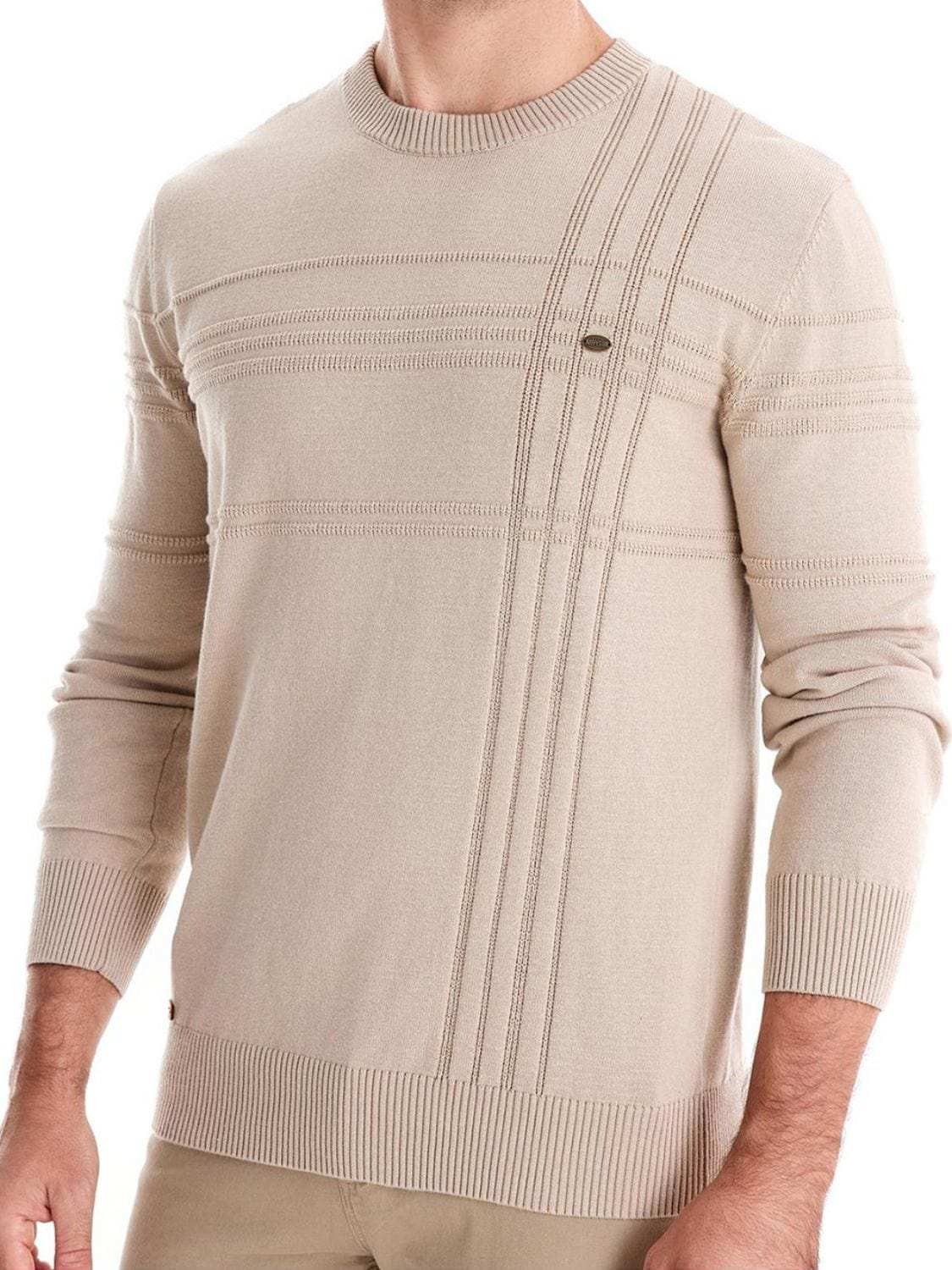 Men's Round Neck Striped Sweater - Trendsi - Flyclothing LLC