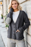 Heimish Full Size Long Sleeve V Neck Button Down Cardigan - Trendsi