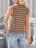 Tie Front Striped Knit Vest - Trendsi - Flyclothing LLC