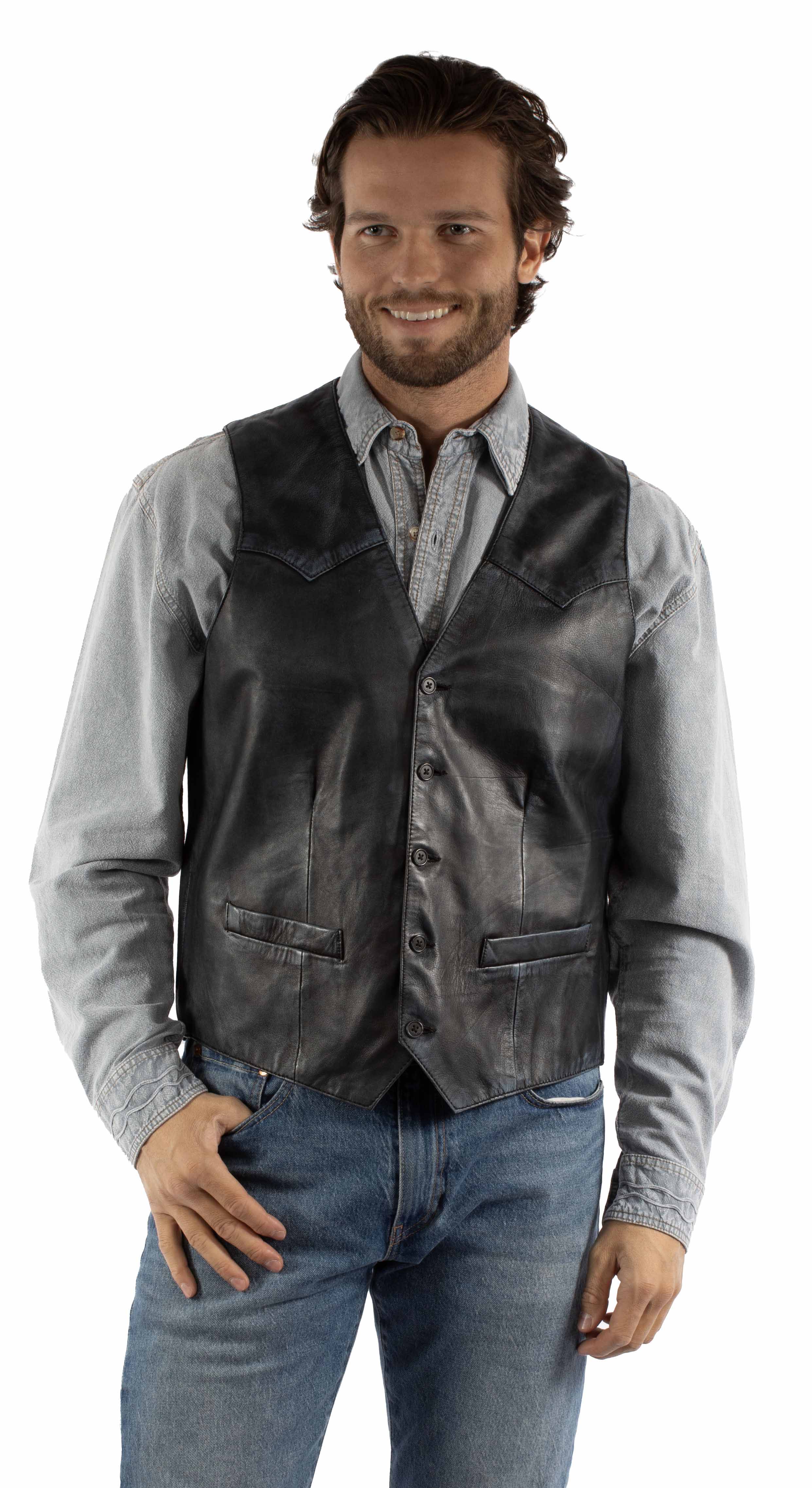 Scully leather Navy Men's vest 2061 - Scully Leather
