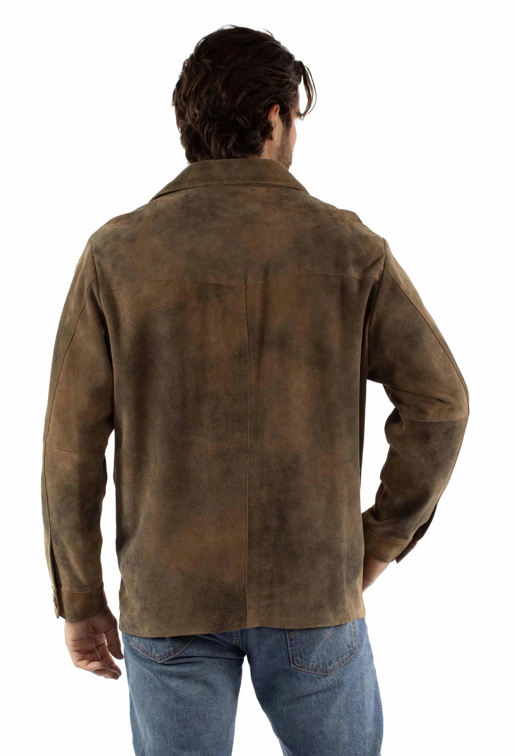 Leatherwear mens 100% leather Brown Men's button up jacket - Scully Leather - Flyclothing LLC