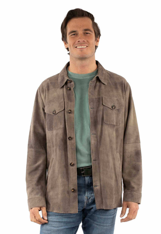 Scully Leather 100% Leather Grey Men's Button Up Jacket - Scully Leather - Flyclothing LLC