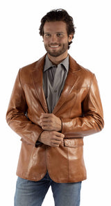 Scully Leather leatherwear mens antique cognac 100% leather mens blazer - Scully Leather - Flyclothing LLC