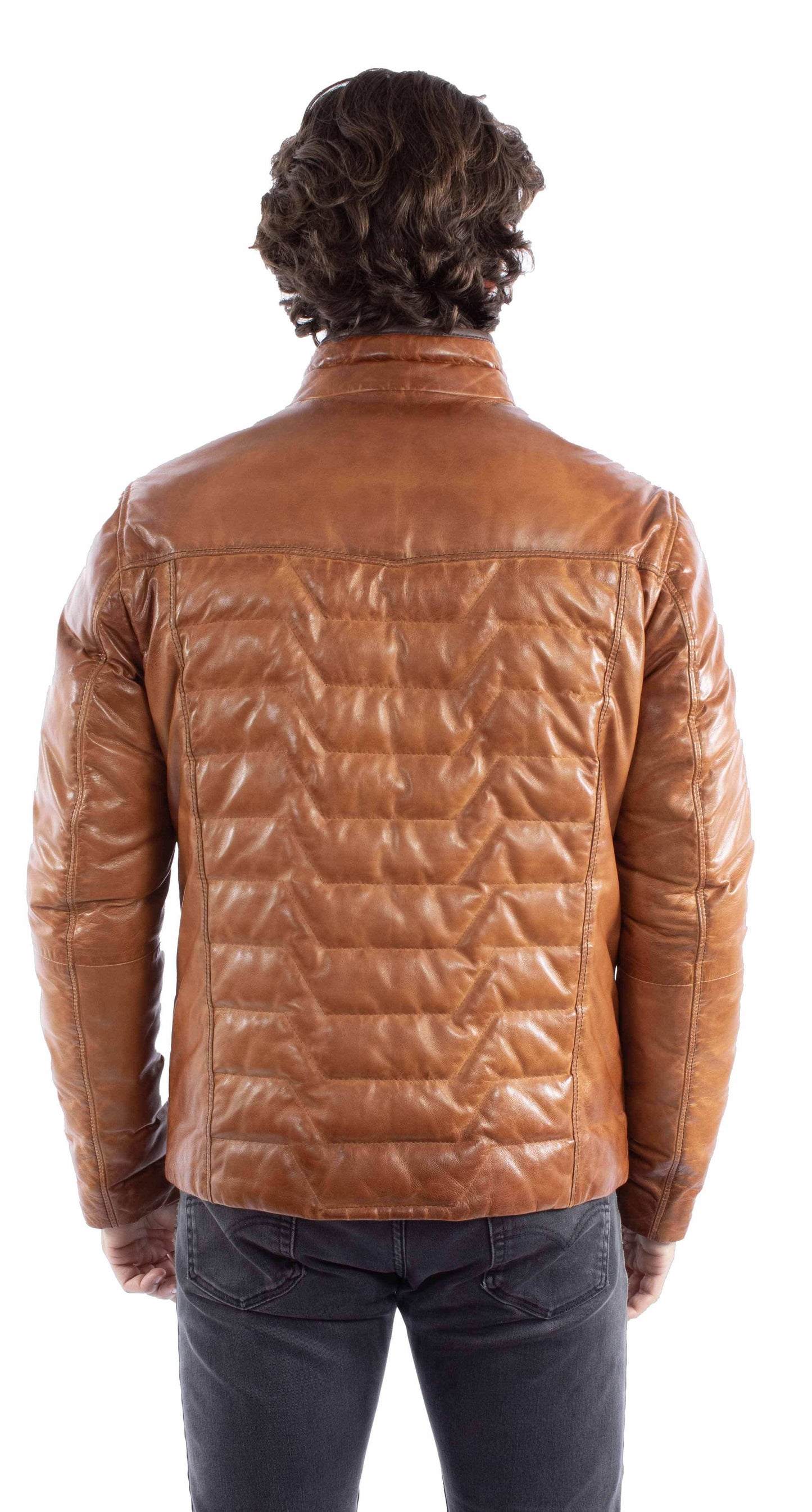 Leatherwear mens 100% leather Cognac soft lamb Mens jacket - Scully Leather - Flyclothing LLC