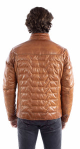 Leatherwear mens 100% leather Cognac soft lamb Mens jacket - Scully Leather - Flyclothing LLC