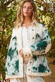 POL Jacquard Patch Collared Neck Quilted Jacket - Trendsi