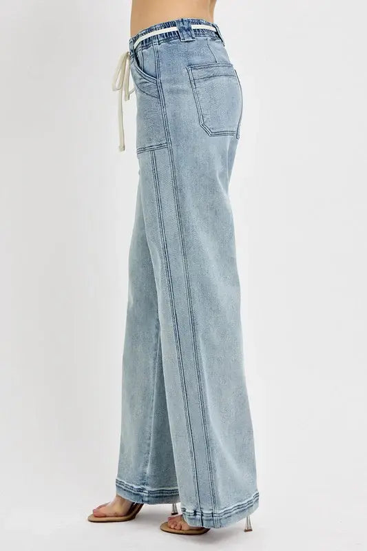 RISEN Full Size Straight Leg Jeans with Pockets Plus Size - Trendsi - Flyclothing LLC