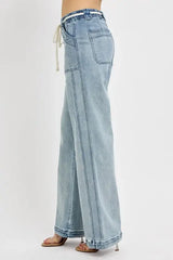 RISEN Full Size Straight Leg Jeans with Pockets Plus Size - Trendsi - Flyclothing LLC