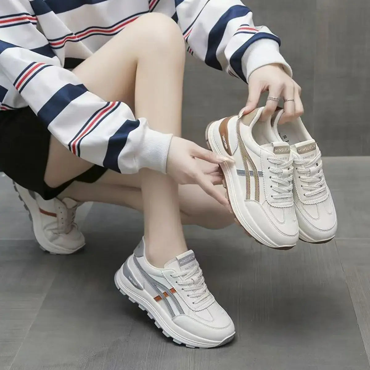 Round Toe Lace-Up Athletic - Trendsi - Flyclothing LLC
