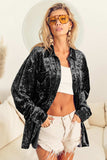 BiBi Button Up Long Sleeve Velvet Shirt - Trendsi - Flyclothing LLC