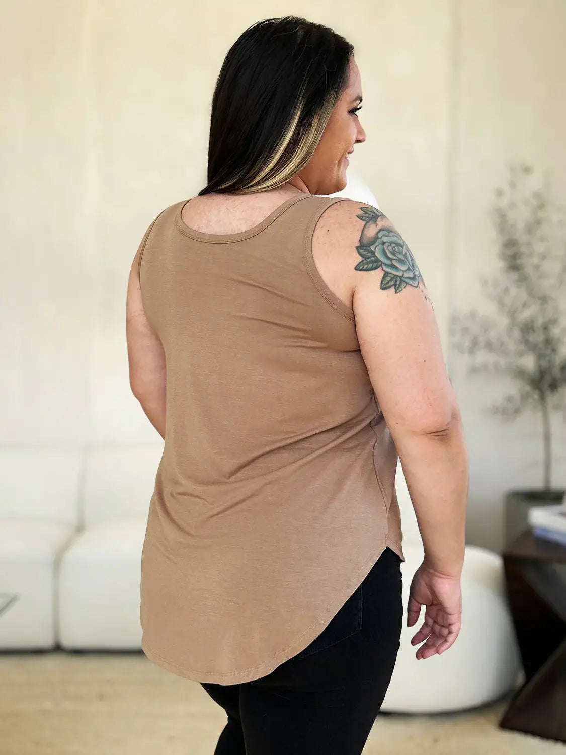 Basic Bae Full Size Round Neck Curved Hem Tank - ShopBasicbae - Flyclothing LLC