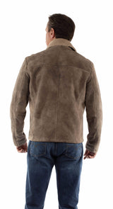 leatherwear mens light grey 100% leather zip front jacket - Scully Leather - Flyclothing LLC