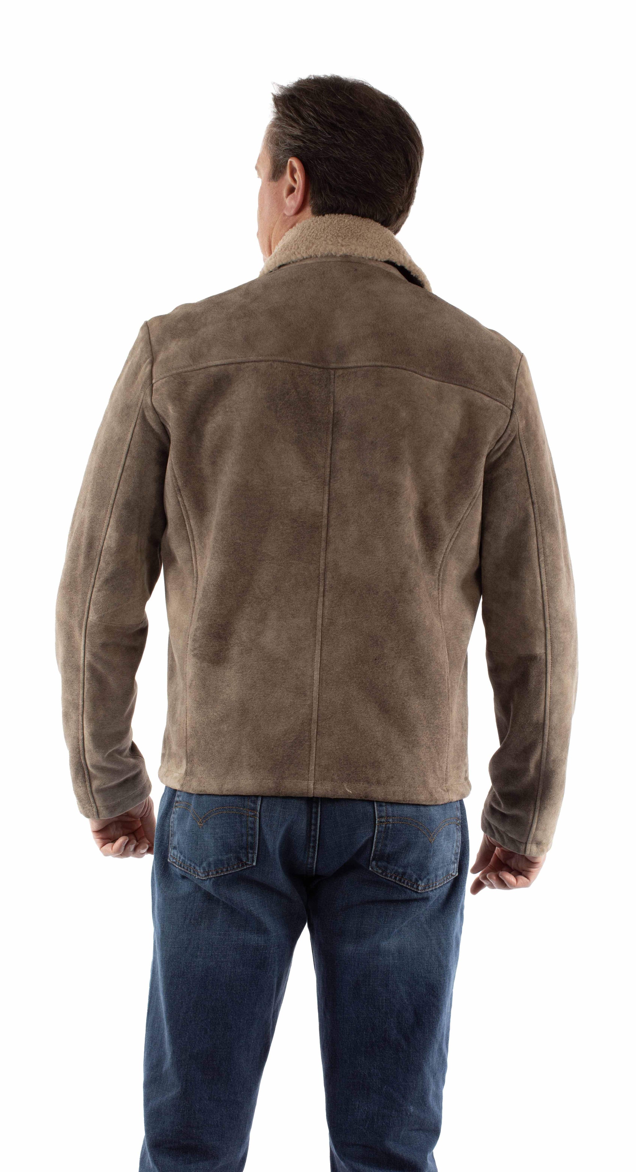 leatherwear mens light grey 100% leather zip front jacket - Scully Leather - Flyclothing LLC
