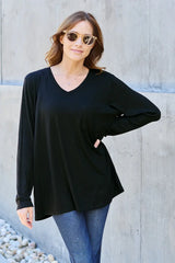 Basic Bae Full Size V-Neck Long Sleeve Top - ShopBasicbae - Flyclothing LLC
