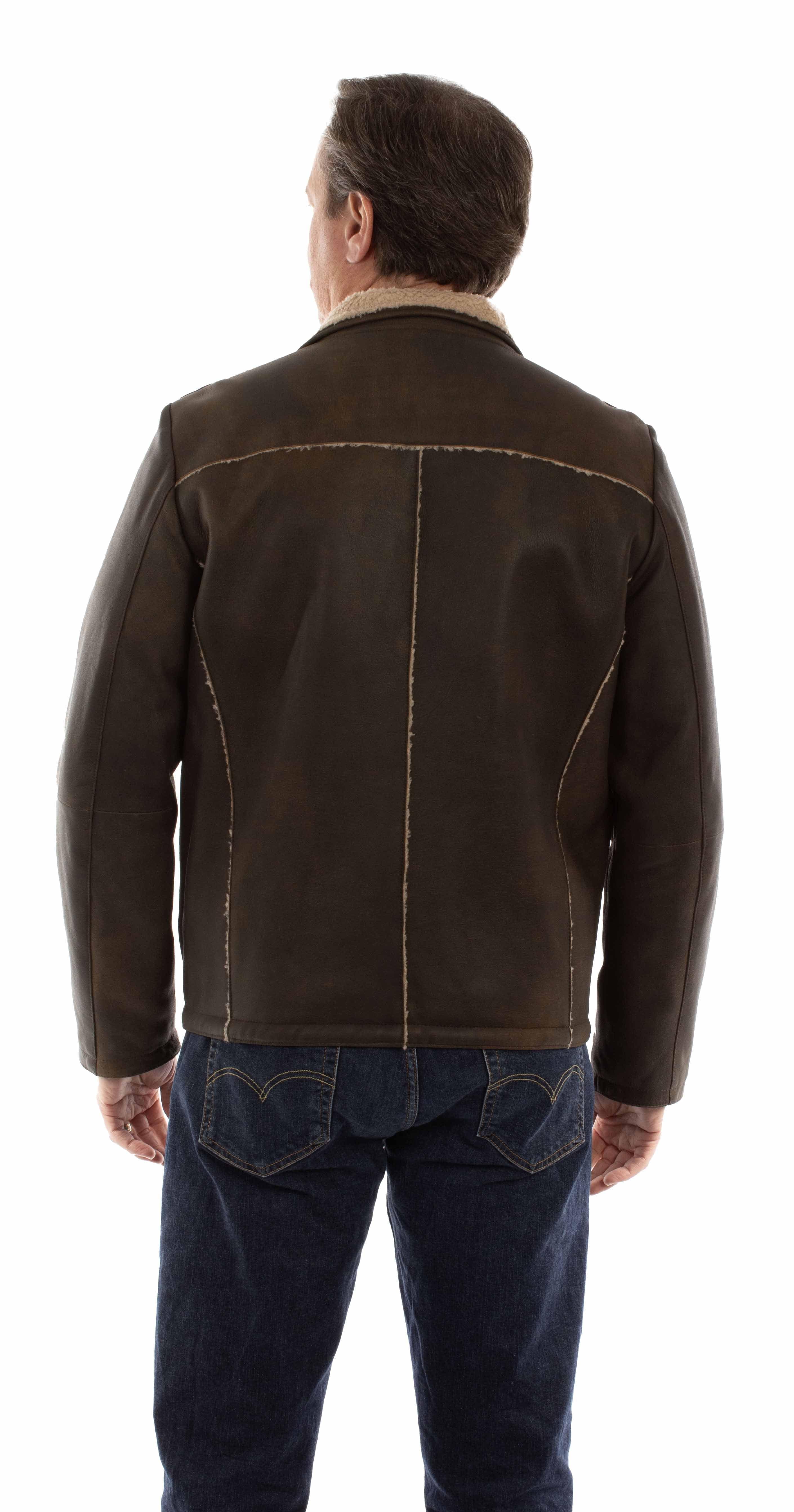leatherwear mens brown lamb suede 100% leather zip front jacket