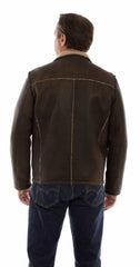 leatherwear mens brown lamb suede 100% leather zip front jacket
