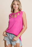 BiBi Cutout Round Neck Sleeveless Top - Trendsi