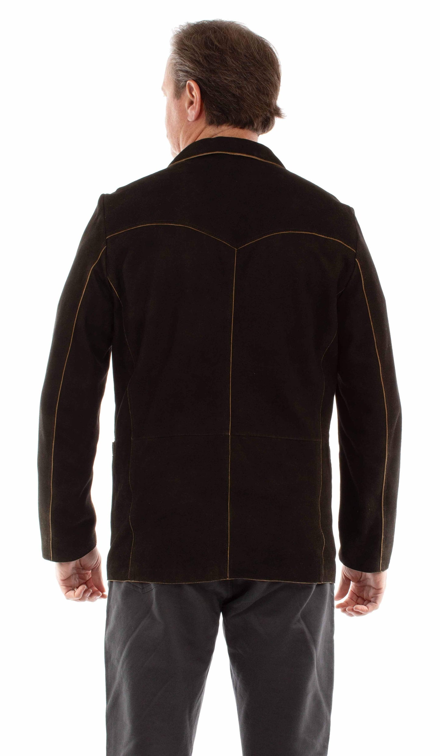 leatherwear mens black lamb suede 100% leather blazer - Scully Leather - Flyclothing LLC