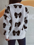 Bow Round Neck Dropped Shoulder Sweater - Trendsi - Flyclothing LLC
