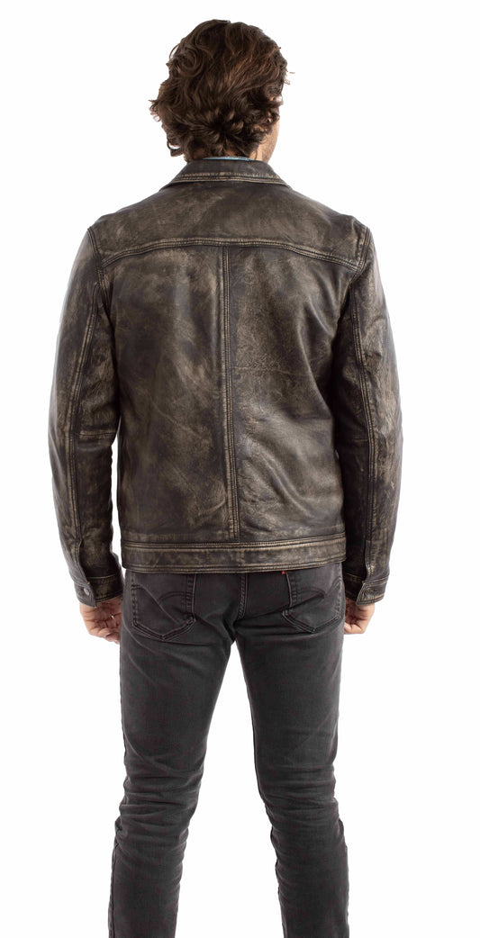 Scully Leather 100% Leather Vintage Black Men's Jacket - Scully Leather - Flyclothing LLC