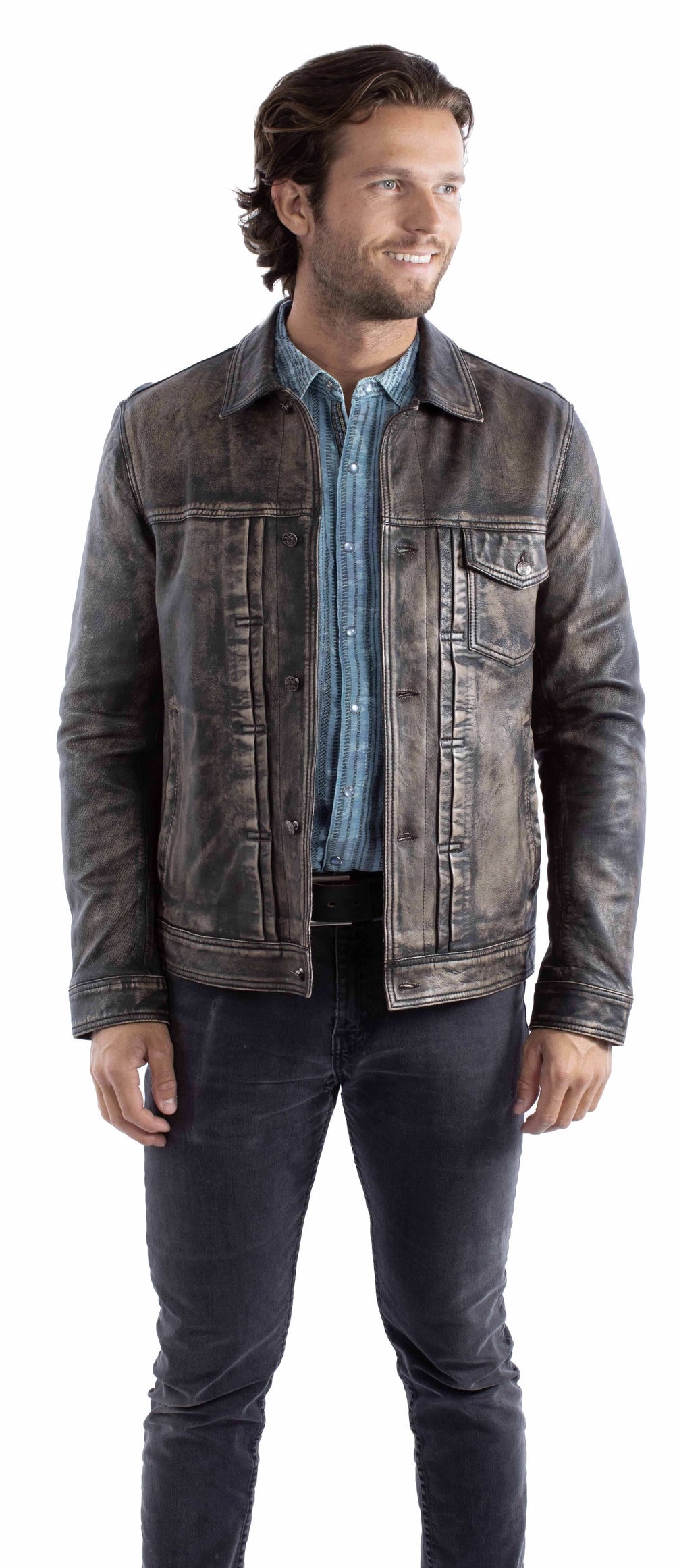Scully Leather 100% Leather Vintage Black Men's Jacket - Scully Leather - Flyclothing LLC
