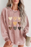 Heart Round Neck Dropped Shoulder Sweatshirt - Trendsi - Flyclothing LLC