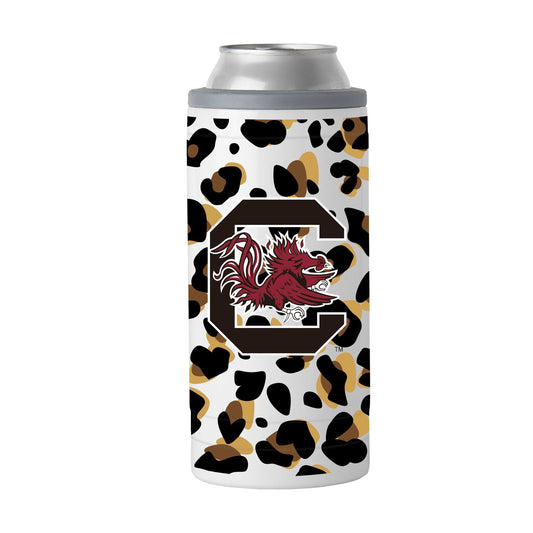 South Carolina 12oz Neutral Leopard Slim Can Coolie - Logo Brands - Flyclothing LLC