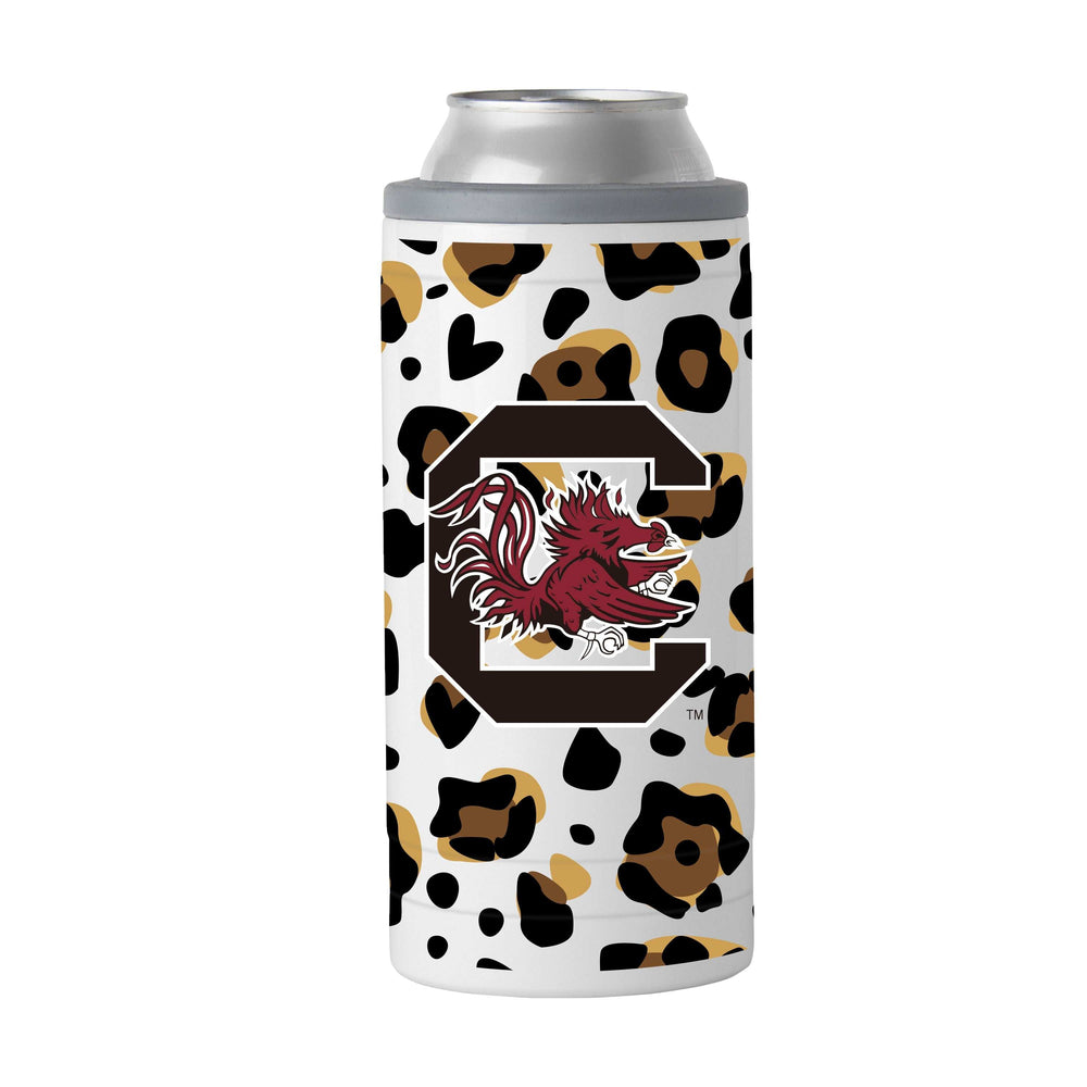 South Carolina 12oz Neutral Leopard Slim Can Coolie - Logo Brands - Flyclothing LLC