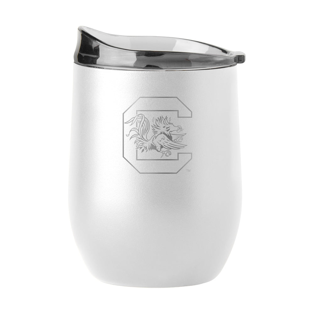 South Carolina GunMetal 16oz White Powder Coat Curved Beverage