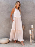Ruffled Sleeveless Tiered Maxi Dress with Pockets - Trendsi - Flyclothing LLC
