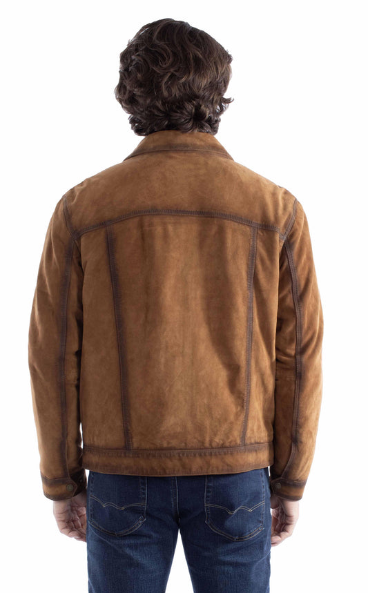leatherwear mens brown 100% leather men's snap front