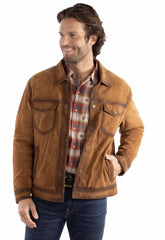 leatherwear mens brown 100% leather men's snap front