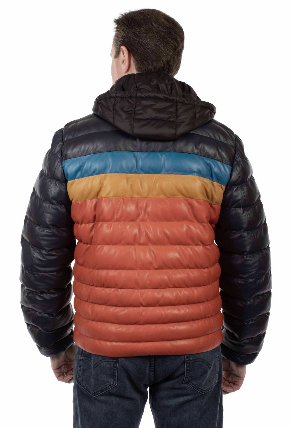 Scully Leather 100% Leather Navy Multi Color Puffer Jacket - Scully Leather - Flyclothing LLC