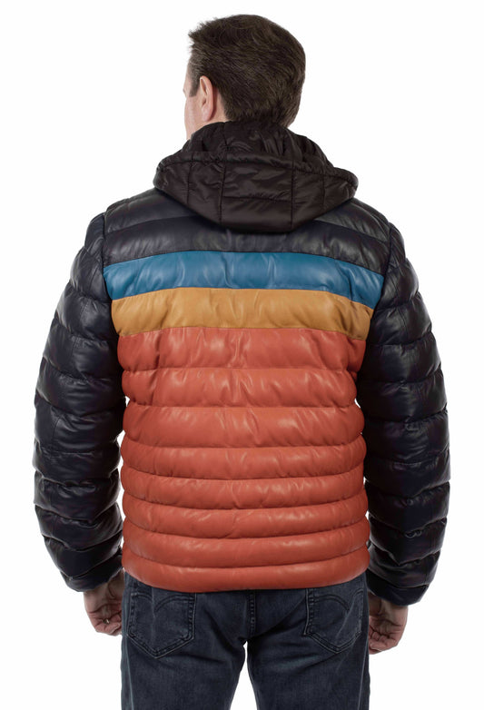 Scully Leather 100% Leather Navy Multi Color Puffer Jacket - Scully Leather - Flyclothing LLC