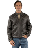 leatherwear mens vintage black 50% leather 50% polyester men's zip front jacket - Scully Leather